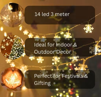 Snowflake String Fairy Lights – 14 LED  for Christmas