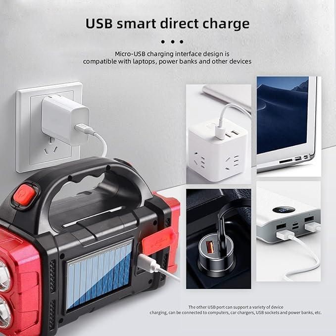 Multifunctional Solar Flashlight with USB Charging