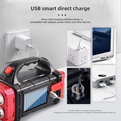Multifunctional Solar Flashlight with USB Charging
