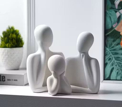 Couple Family Thinker Statue 3-Figure Ceramic