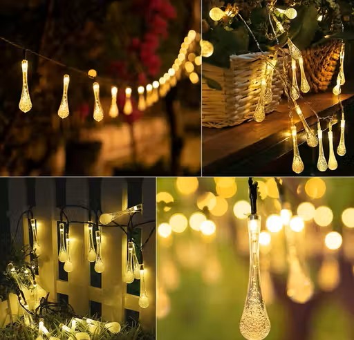 Water Drop String Ball Light 10 LED Outdoor String Lights