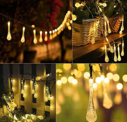 Water Drop String Ball Light 10 LED Outdoor String Lights
